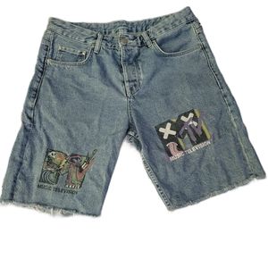 Asos x MTV Monster Raw Hem Button Fly Jean Shorts - Size 32 Waist